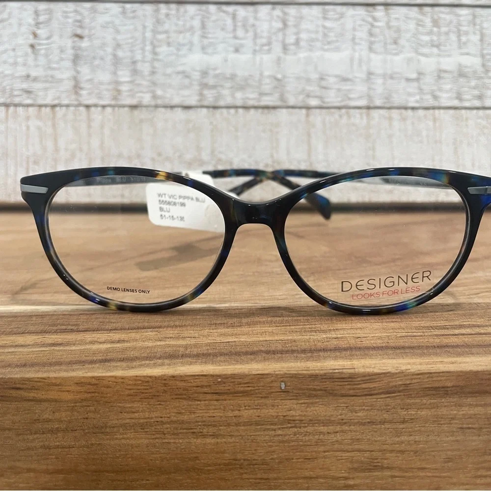 Designer Look WT VIC Pippa Blue Tortoise Square Semi Cat FRAMES 51-15-135 (NWT)